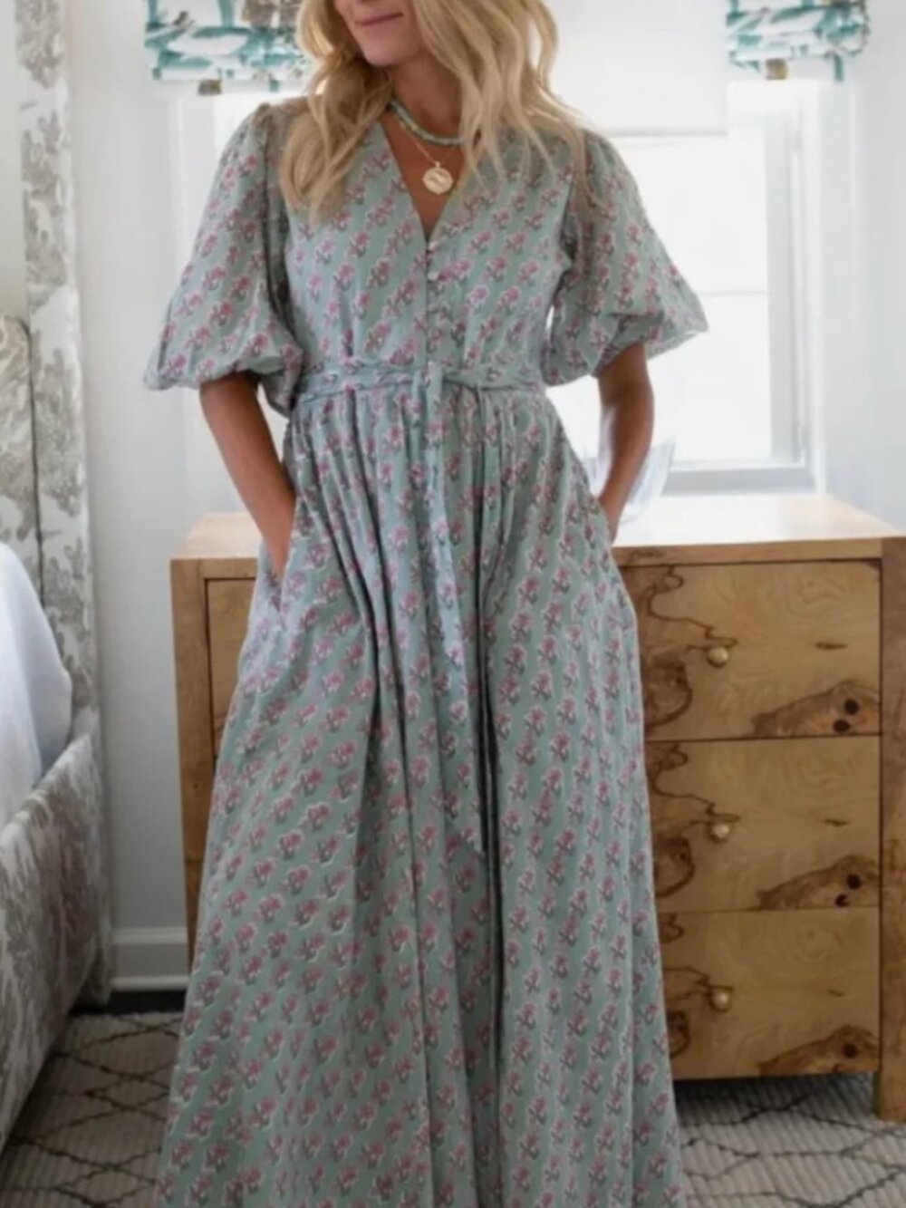 Marea by Liz Joy Collette Dress in Sage Sz M No Belt